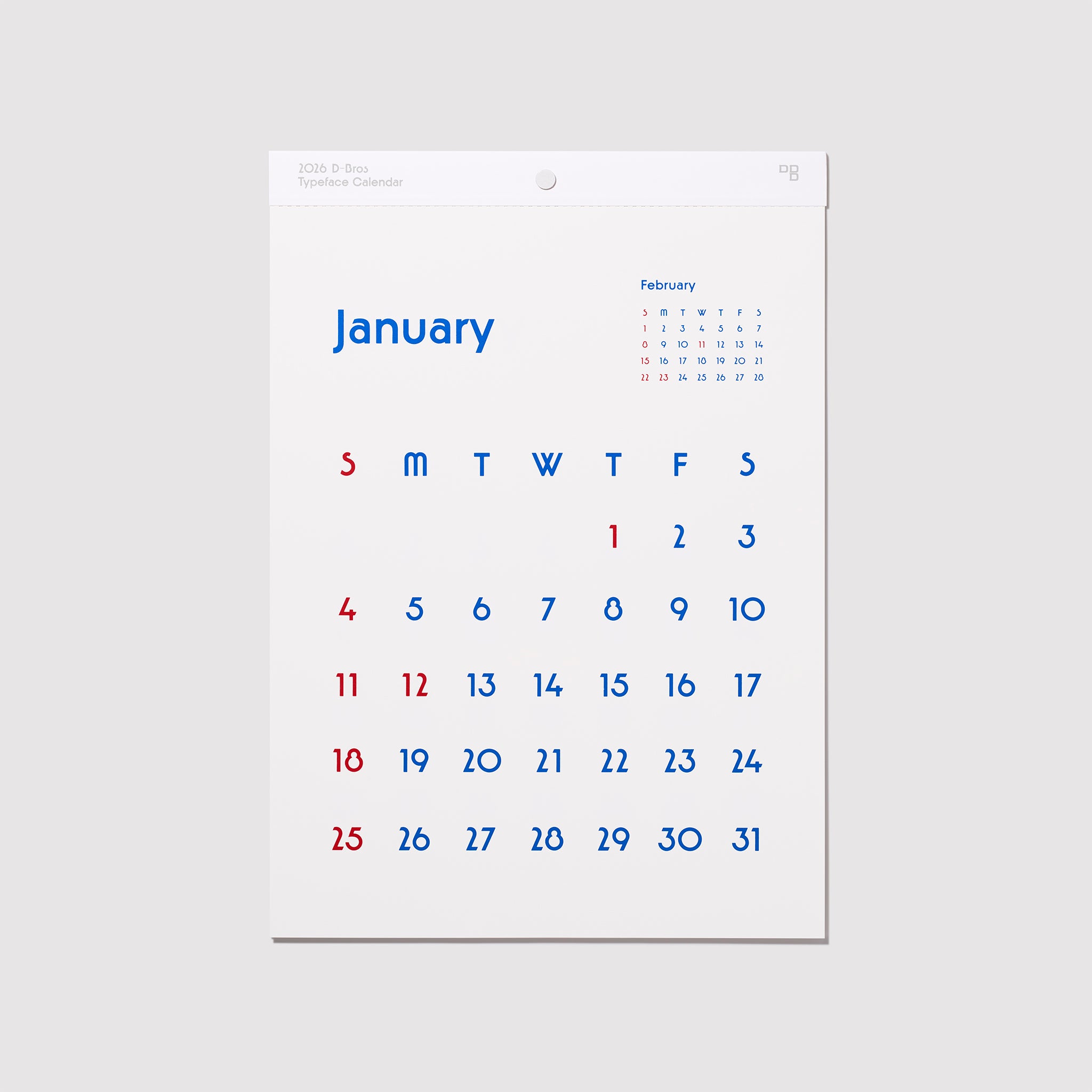 2026 Typeface Calendar 壁掛けカレンダー
